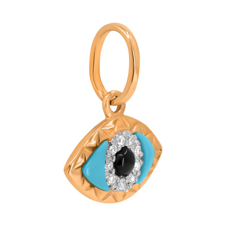 Anti Evil Eye Charm of Natural Stones and Gold - Angle 2