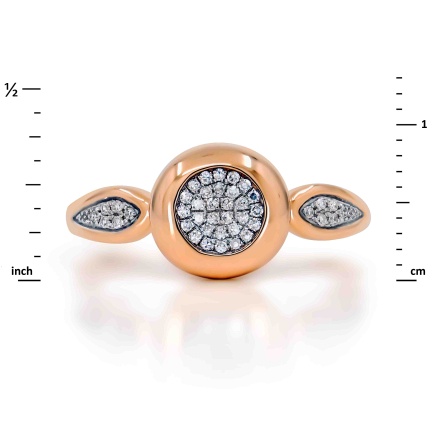 Persimmon-inspired Ring with Diamond Epaulettes. Hypoallergenic 585 Rose Gold, Rhodium Detailing. View 2