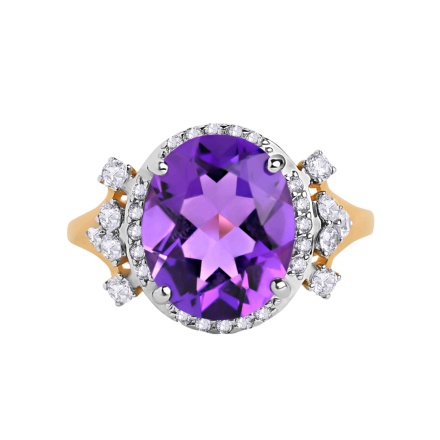 Oval-shaped Amethyst Cocktail Ring. View 2
