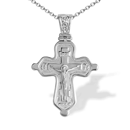 Cross Pendant 'Christ's Passions'. 925 Silver with Rhodium Plating