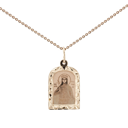 Gold Body Icon: Saint Martyr Catherine. 585 (14kt) Rose Gold