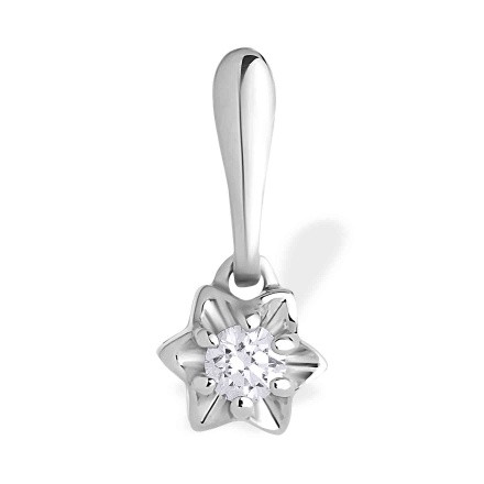 Star Diamond Pendant. Certified 585 (14kt) White Gold