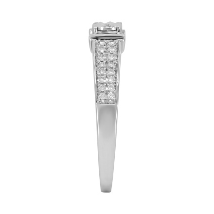 On-trend Style White Gold Engagement Ring with 33 Diamonds - Angle 3