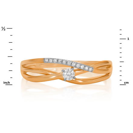 "Spellbinding Elegance" Diamond Ring. Hypoallergenic 585 Rose Gold, Rhodium Detailing. View 2