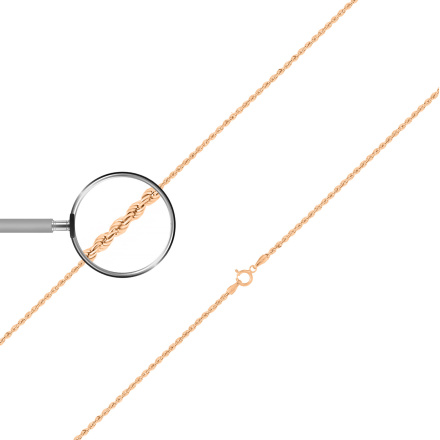 Rope-Link Chain, Width 2.0mm. Diamond-cut Tested 14kt (585) Rose Gold