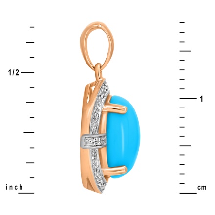 Pendant with Turquoise Cabochon in Diamond Frame - Angle 3