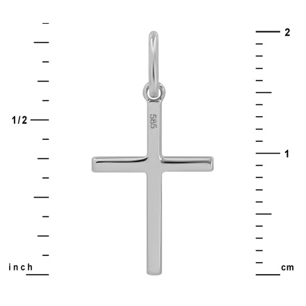 White Gold Diamond Prong Set Cross Pendant: Measures 25/32 inch (20mm) in Height