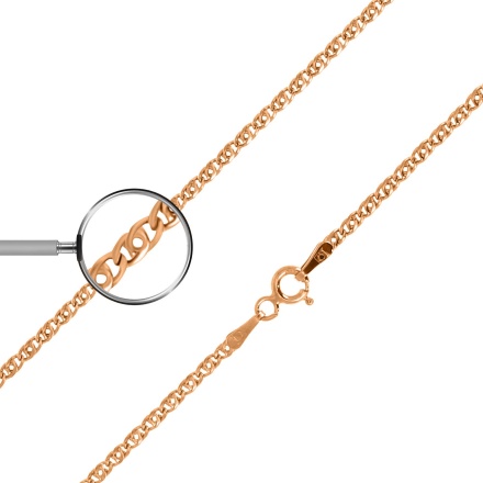 Boston-link Solid Chain, Width 2.0mm. Diamond-cut Tested 14kt (585) Rose Gold