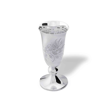 Vodka Silver Stem Shot with Engraved Flower. Hypoallergenic Antibacterial 925/999 Silver