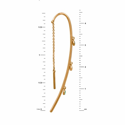 Threader Earrings with Hanging Emeralds - Angle 3