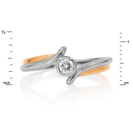 Bypass Engagement Ring with Bezel Set Diamond - Angle 2
