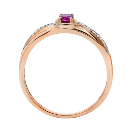 Ring with an Oval Ruby Flanked by 20 Tiny Diamonds - Angle 4