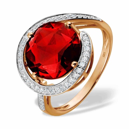 Feast-Worthy Garnet and Diamond Ring. Hypoallergenic Cadmium-free 585 (14K) Rose Gold