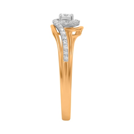 Ring Featuring 31 Diamonds. Hypoallergenic 585 Rose Gold, Rhodium Detailing. View 3