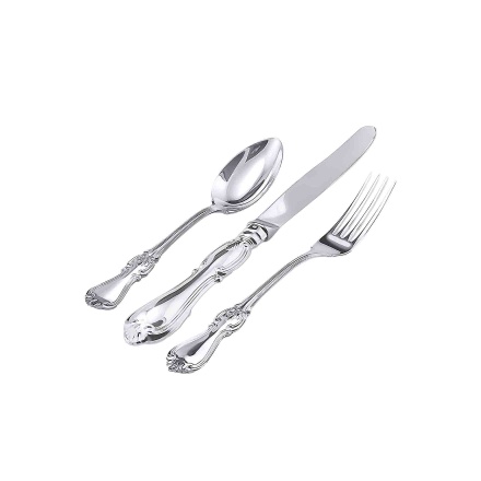 French Style Silver Dessert Flatware (Set of 3). Hypoallergenic 830/999 Silver, Stainless Steel
