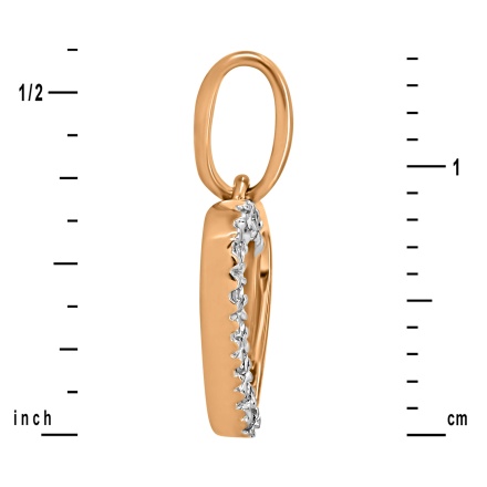 Graceful Heart Pendant Featuring 8 Diamonds - Height 14mm