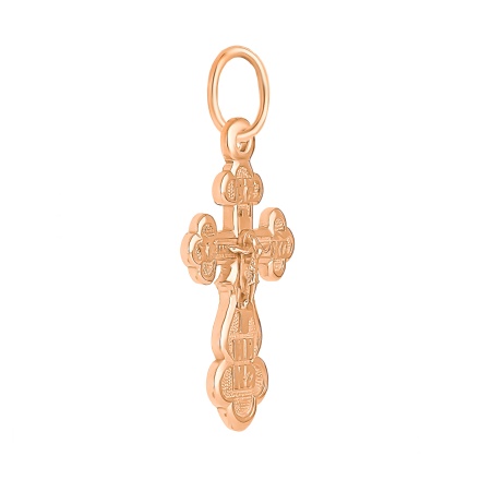 Orthodox Gold Trefoil Crucifix - Angle 2