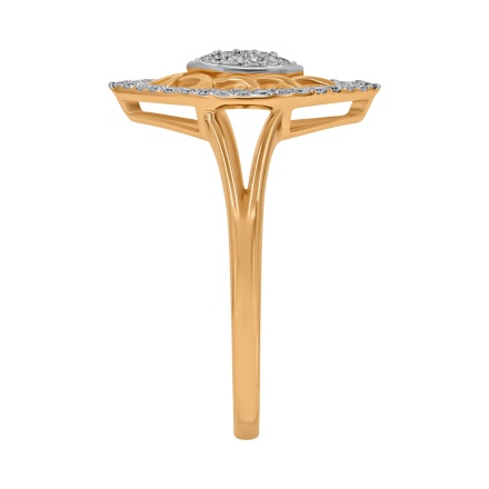 "Madame de Pompadour" Ring with Diamonds in Hypoallergenic 585 Rose Gold - Angle 3