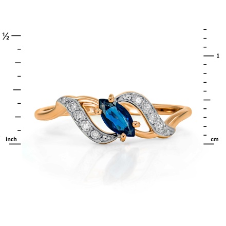 Marquise-cut Sapphire with Diamond Accents Ring: Angle 2