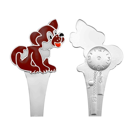 Child Silver Spoon 'a Brown Puppy and Clock'. View 3