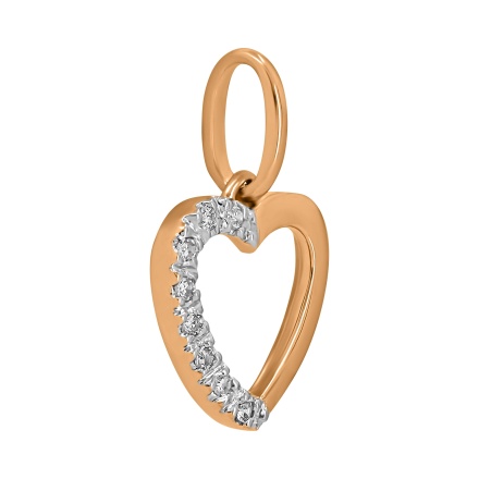 Graceful Heart Pendant Featuring 8 Diamonds - Angle 2