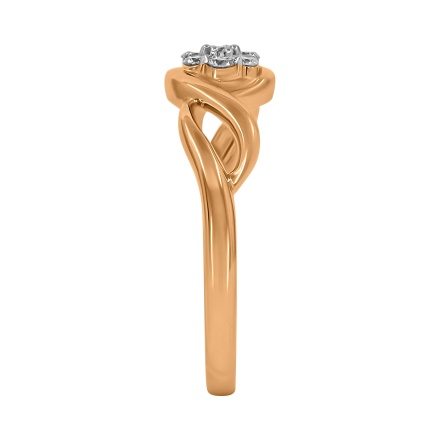 Ring Featuring 7 Diamonds. Hypoallergenic 585 Rose Gold, Rhodium Detailing. View 3