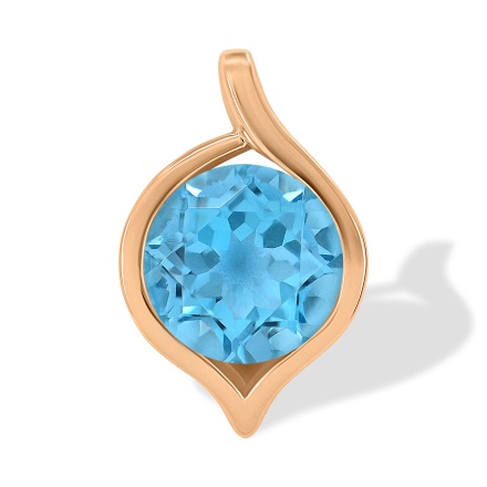 Slide Pendant with a 9mm Statement Blue Topaz. Hypoallergenic Cadmium-free 585 (14K) Rose Gold