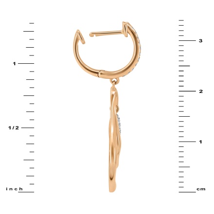 Jaw-dropping Rose Gold Earrings with 52 Diamonds: Height 34mm