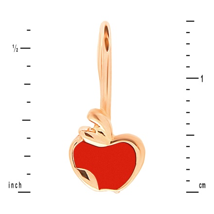 Enamel Red Apple Kids' Gold Earrings. View 2