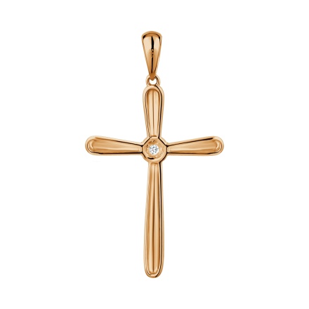 Reverse of Diamond Illusion-Set Cross of Rose and White Gold