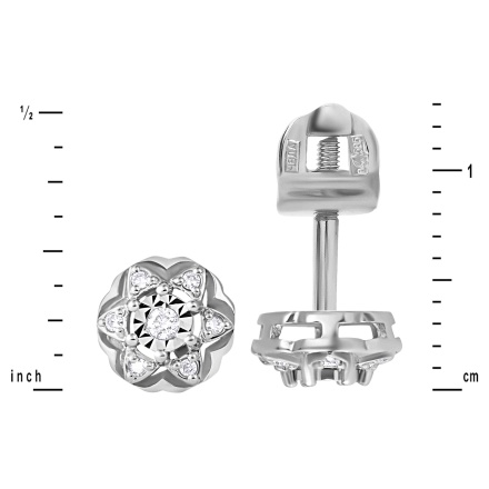 Diamond Floral-inspired Stud Earrings. View 2