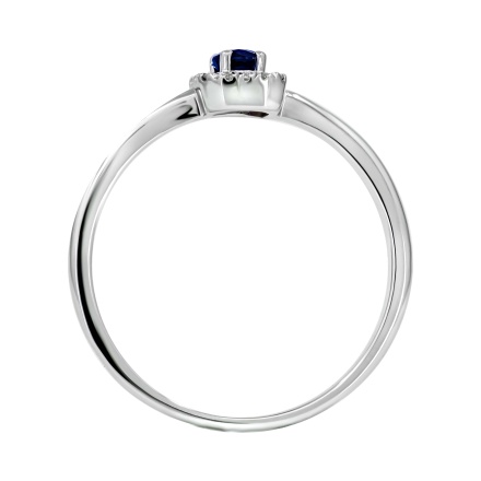 Oval Sapphire and 16 Diamonds White Gold Ring. View 4