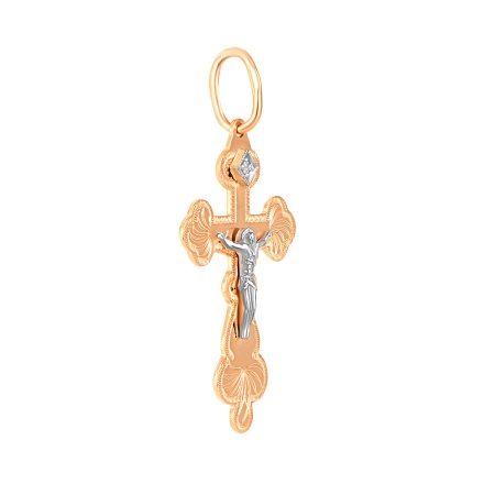 Diamond Classic Orthodox Crucifix Pendant for Her. View 2