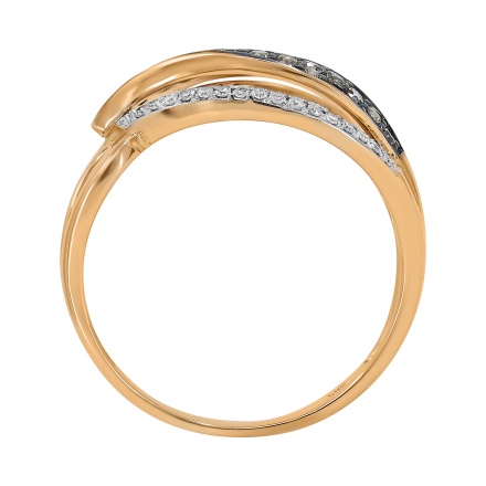 Ring with Champagne Diamonds and White Diamonds. Hypoallergenic 585 Rose Gold, White&Black Rhodium. View 5