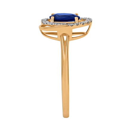 Split Shank Ring with Sapphire and 22 Diamonds, Angle 3