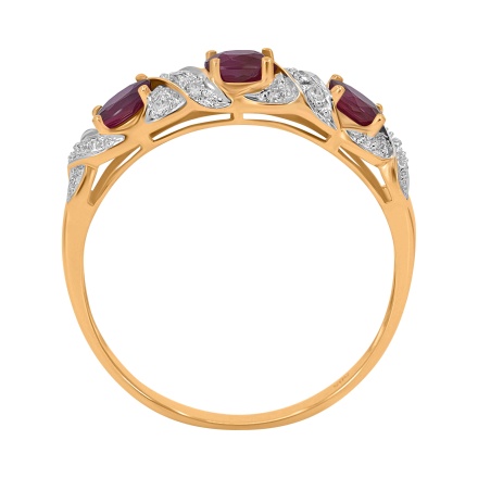 Ring with 10 Diamonds and 3 Oval-cut Rubies - Angle 4