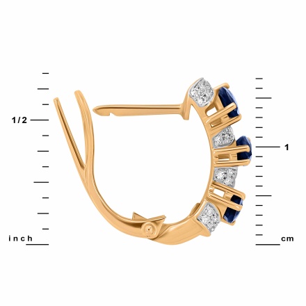 17mm High Earrings with Diamonds and Marquise-cut Sapphires
