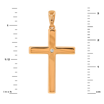 Diamond Cross of Rose Gold Grooved Crossbars: Measures 1-7/32 inch (31mm) in Height