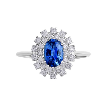 Oval Sapphire and Diamond Ring. View 2