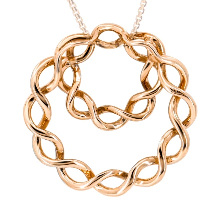 Reverse of Pendant Artistically Woven from Gold and Diamonds