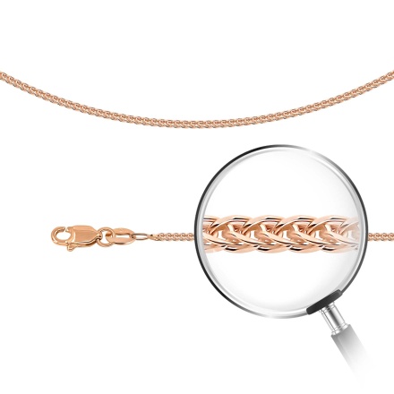 Spiga-link Solid Chain, Width 1.0mm. Diamond-cut Tested 14kt (585) Rose Gold
