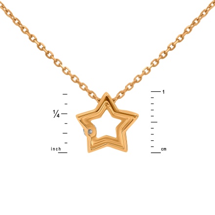 Reverse of Gold Necklace with Sliding Star Set with Diamond