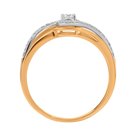 Ring Featuring 31 Diamonds. Hypoallergenic 585 Rose Gold, Rhodium Detailing. View 4