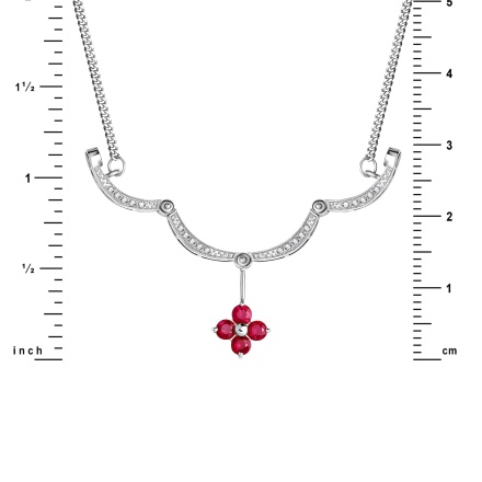 Ruby Diamond White Gold Necklace. view 3