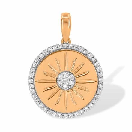 Solaris Diamond Pendant. Hypoallergenic Cadmium-free 585 (14K) Rose Gold