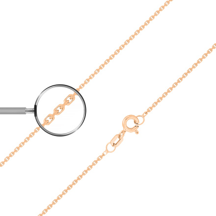 Rectangular Anchor-link Solid Chain, Width 1.1mm. Diamond-cut Tested 14kt (585) Rose Gold