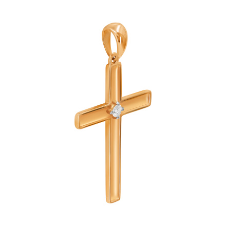 Diamond Cross of Rose Gold Grooved Crossbars - Angle 2