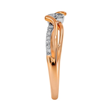 Daydream Ring Featuring Diamonds Totaling 0.08ct. Tested 585 (14K) Rose and White Gold. View 3