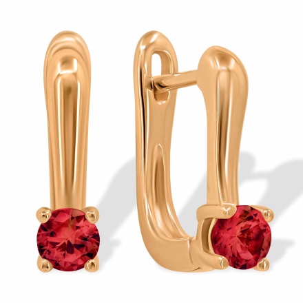 Small and Dainty Garnet Earrings for Children. Hypoallergenic Cadmium-free 585 (14K) Rose Gold
