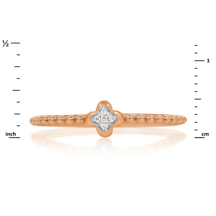 Hypoallergenic Ring with Diamond Flower and Golden Beads - Angle 2